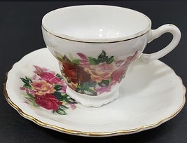 Floral W/Gold Trim Demi Footed Tea Cups &amp; Saucers Regency Set Of 2 Japan... - £12.63 GBP
