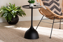 Virden Black Metal Pedestal Side Table - $605.87 MXN