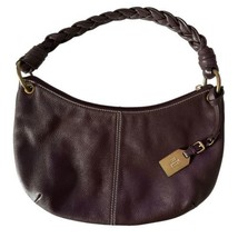 Ralph Lauren Hobo Shoulder Bag Brown Leather Braided Strap Purse Gold Hang tag - £29.58 GBP