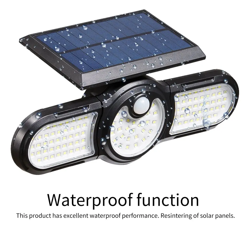 3 Heads Solar Lights Foldable LED Outdoor Wall Lamp Motion Lights Outdoor Waterp - £129.20 GBP