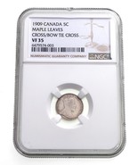 1909 Canada 5 Cents Maple Leaves Cross/Bow Tie CROSS Graded by NGC as VF... - $1,148.63 CAD