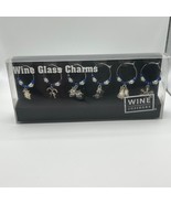 Wine insiders Wine Drink Glass Charms Holidays Christmas Silver blue Set... - £10.70 GBP