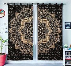 Traditional Jaipur Golden Ombre Mandala Curtain, Boho Window Treatment Set, Door - £22.44 GBP
