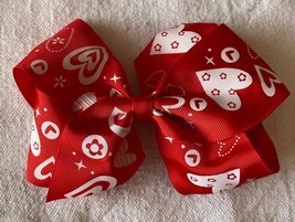 ⭕VTG, big red bow, hearts, hair accessory, length 14cm - $150.76 MXN