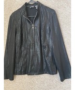Vintage Additions by Chico’s Woman’s Faux Snake Skin Print Black Jacket ... - $30.99