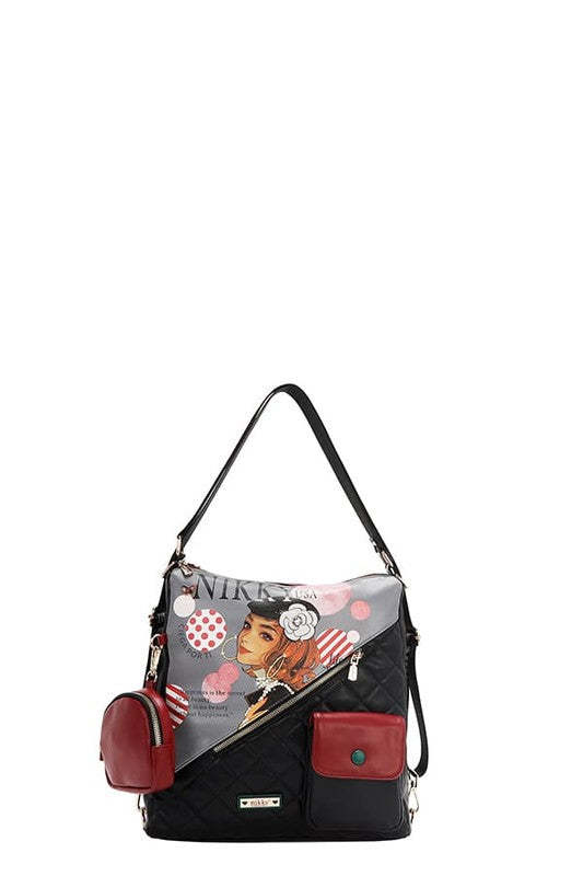 Nicole Lee USA Convertible Adjustable Strap Backpack Bag Item image 3