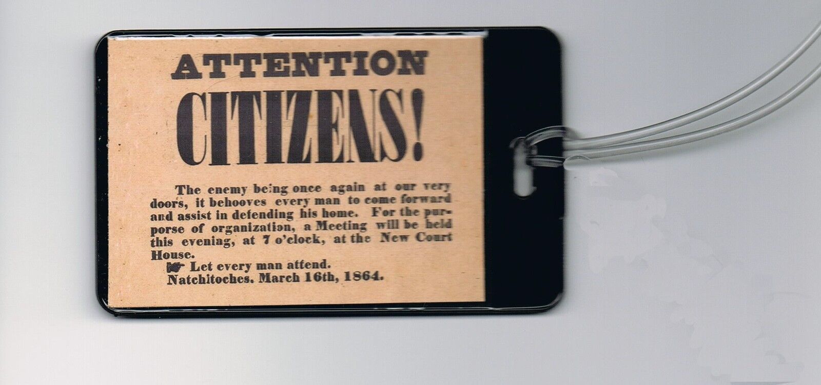 1864 Civil War flyer hand-out Luggage or Book Bag Tag - $7.67