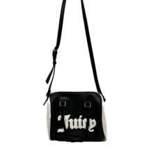 Juicy Couture Black Faux Leather and White Faux Shearling Purse 10 x 9 x 4&quot; - $40.17