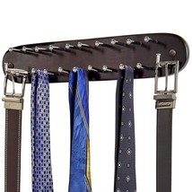 Richards Homewares 21 Closet Tie Rack, Belt Scarf Hanger-Natural Dark Walnut Woo - £22.38 GBP