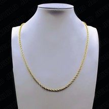 14K Yellow Gold Diamond Cut Rope Over Silver Chain Necklace 18&quot; - £43.02 GBP