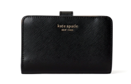 New Kate Spade Spencer Saffiano Leather Compact Wallet Black - £59.69 GBP
