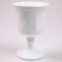 Vintage White Milk Glass Sherbet Cup Harvest Grape Colony Goblet Rare Cup Pretty - £7.63 GBP