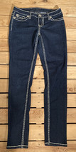 Seven 7 Women’s Straight leg jeans with white thread details size 27 In Blue D2 - £10.67 GBP