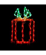 Red/Grn 3D Package Christmas Gift Outdoor LED Lighted Decoration Steel W... - £103.11 GBP