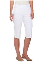 Susan Graver Ultra Stretch white Pull-on Pedal Pushers Pockets XS New A2... - $19.79