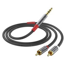 2Rca To 3.5Mm,2M 1/8 To Rca 2-Male Headphone Jack Fish Wire Braid Y Splitter Rca - £11.72 GBP
