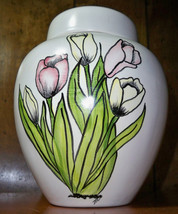White Ceramic Urn/Vase - Spring Flowers - £11.95 GBP