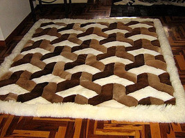Exclusive modern peruvian Alpaca fur rug with a 3D-Design, 90 x 60 cm - £147.48 GBP