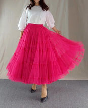 Brown Tiered Tulle Maxi Skirt Outfit Women Custom Plus Size Holiday Tulle Skirt image 6
