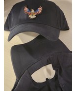 American Eagle Flag Vintage Blue Suede Strap back Cap - $24.99