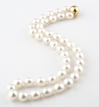 South Sea Pearl 19 inch 9.5mm - 11mm White Strand 14k Yellow Gold Closure - $2,058.25