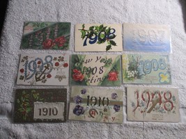 13 Happy New Year 1907 08 09 10 11 Postcards lot Vintage Antique posted - £21.02 GBP