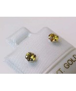 14K WHITE GOLD Genuine CITRINE Stud EARRINGS - £41.82 GBP