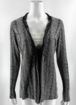 Simply Vera Wang Black Gray Cardigan Sweater Size Medium Herringbone Pri... - $15.84