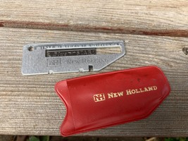 Vtg New Holland Tractor Blade Holder Box Cutter Knife Ag Advertising W Sleeve - £19.43 GBP