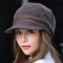 New Female Flat Hat Top Mixed Felt Material Navy Hat Girls Autumn Art Newspaper  - $140.00