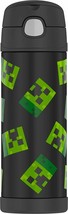 Thermos Kids Funtainer 12 Ounce Bottle, Black Minecraft Creeper NEW with Straw - £15.97 GBP