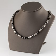 Sterling Silver Onyx Beaded Necklace with Toggle Clasp Adjustable 17&quot;+ - £412.90 GBP