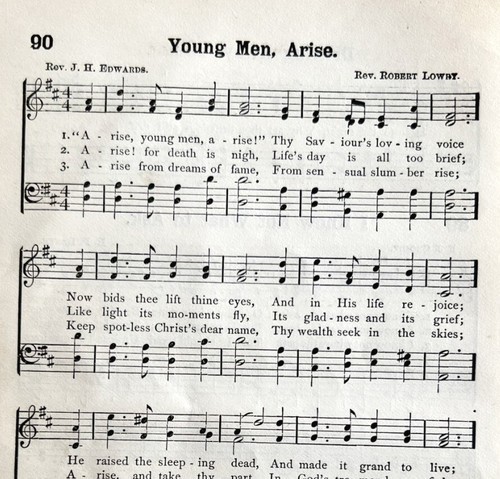 1894 Sheet Music Young Men Arise Christian Victorian Gospel Hymns 7.75 X 5&quot; - £15.03 GBP