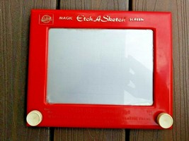 Vintage Magic Etch A Sketch Toy Screen Ohio Art Works Red #505 Classic USA - £7.84 GBP