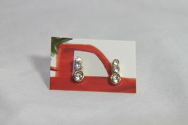 Earrings (New) Triple Faux Diamonds In Gold 5/16&quot; Stud - £3.45 GBP