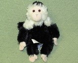 AURORA COLOBUS MONKEY PLUSH 5&quot; MINI STUFFED ANIMAL SOFT FURRY BLACK WHIT... - £8.65 GBP