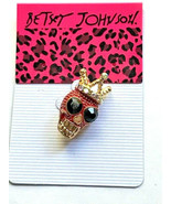 Betsey Johnson Gold Alloy Red Enamel and Crystal Sugar Skull Punk Brooch... - £5.58 GBP