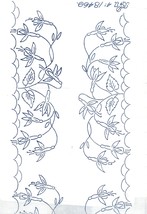 Two (2 x ) 4&quot; x 29&quot; Fucshia Borders embroidery transfers ORIG DBT18469 - £4.72 GBP
