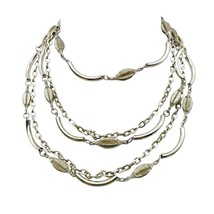 Vintage Triple Strand Silver Tone Chain Necklace, Messy Mix of Beads and... - ₹2,370.29 INR