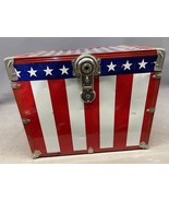 Vintage America Red White Blue Flag Wood Trunk Chest Stars Stripes Evel ... - $277.47