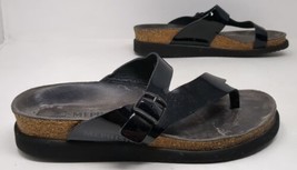 Mephisto Helen Toe Loop Sandals Black Leather Women Size 8 / 38 - $33.95