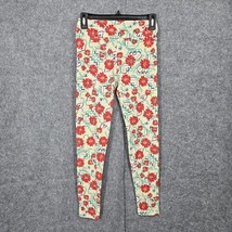 LuLaRoe Womans Leggings OS One Size 2-10 Ivory with Red Flowers Activewe... - $9.94