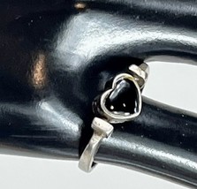 REVERSABLE HEART Flip Ring 925 Sterling Silver Onyx Stone Sz 5.75 Scroll... - $31.66