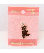 Bear 24k Electroplate Teddy Bear Charm Pendant .6&quot; H x .4&quot; W - $10.77