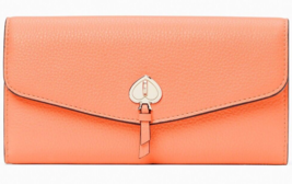 Kate Spade Marti Melon Ball Leather Large Flap Wallet Orange NWT K6402 $249 - $78.19