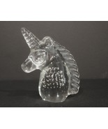 Art Glass Unicorn Head Paperweight with Controlled Bubbles Clear - $12.00