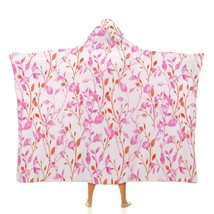 Mondxflaur Pink Leaf Hooded Throw Blanket for Living Room Loveseat Office Warm - £17.57 GBP+