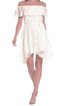 Off Shoulder Ruffled Dress Small Juniors 3 4 5 Ivory High Low Hem Femini... - £28.18 GBP