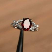 Solid 925 Sterling Silver natural red garnet oval cut anniversary Jan birthstone - £50.75 GBP