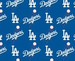 Cotton Los Angeles Dodgers Blue MLB Baseball Cotton Fabric Print BTY D15... - $13.95